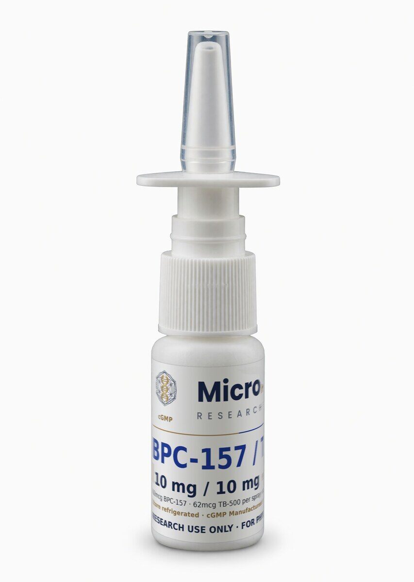 BPC-157 / TB-500 10 mg / 10 mg, 15 mL white bottle with metered spray top