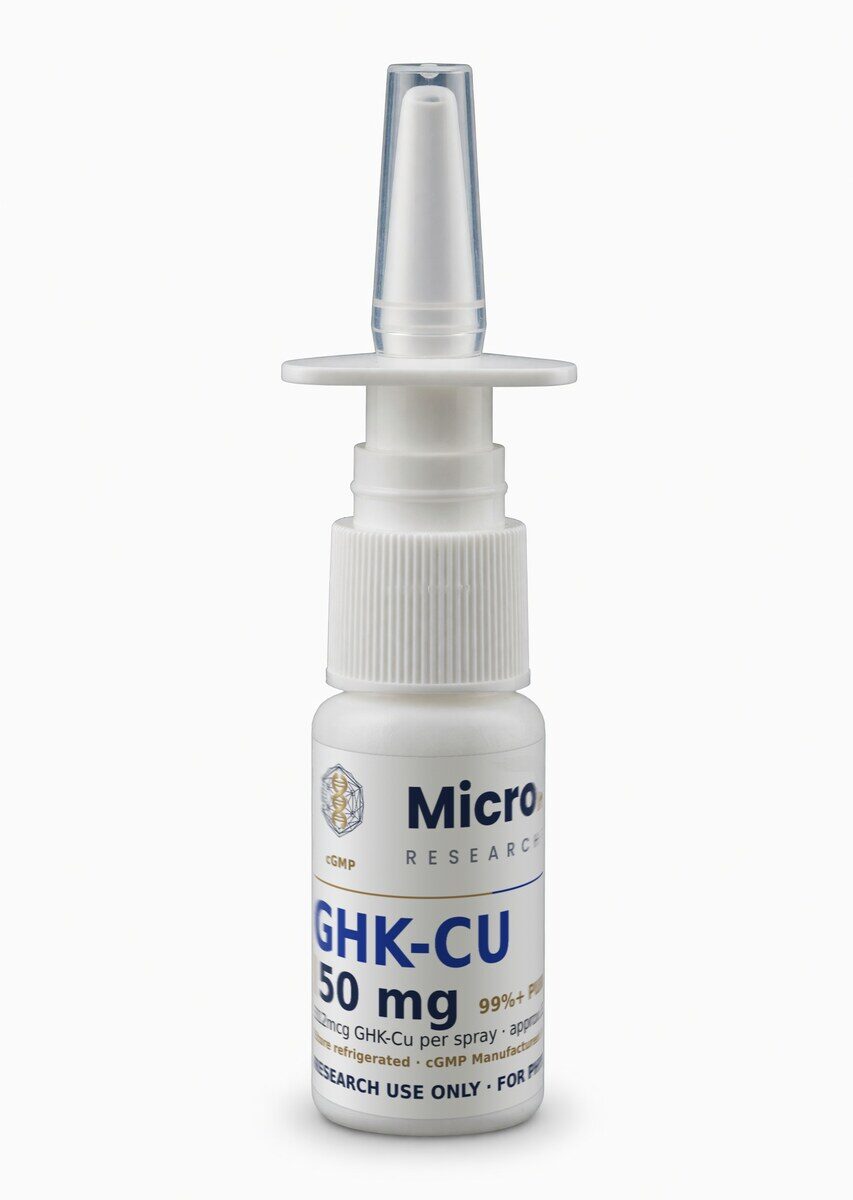GHK-Cu 50 mg, 15 mL white bottle with metered spray top