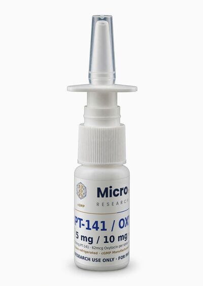 PT-141 / Oxytocin 5 mg / 10 mg, 15 mL white bottle with metered spray top