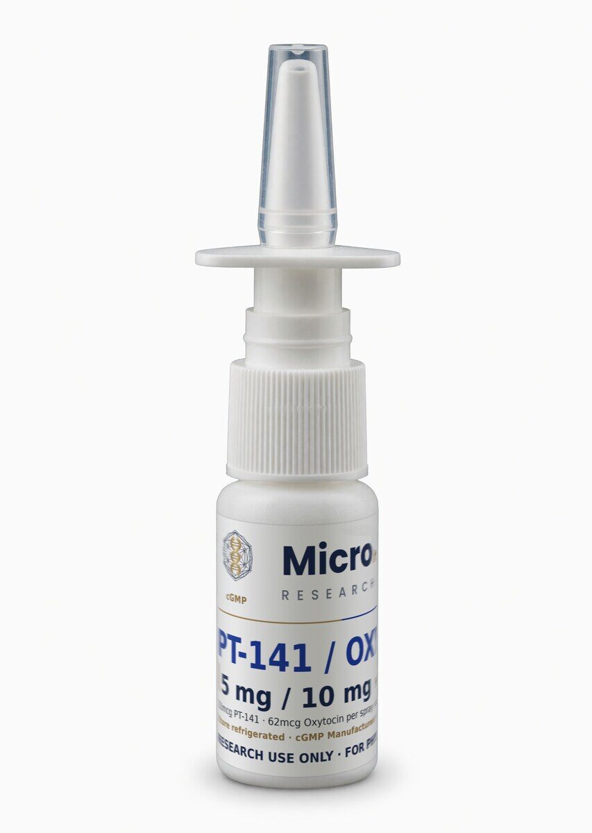 PT-141 / Oxytocin 5 mg / 10 mg, 15 mL white bottle with metered spray top