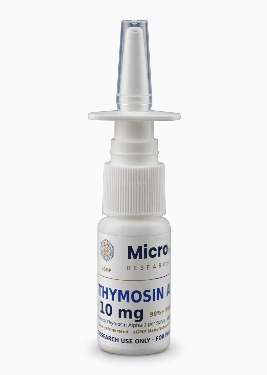 Thymosin Alpha-1 10 mg, 15 mL white bottle with metered spray top